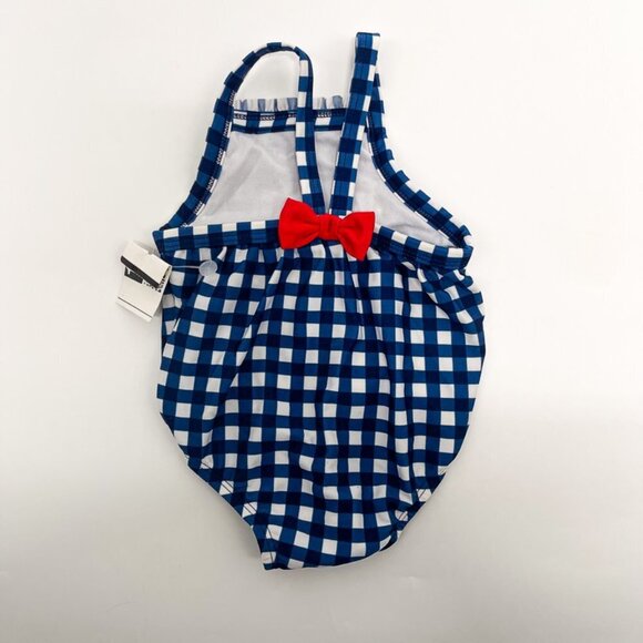 Cat & Jack Plaid Bow Baby Infant Girl Swimsuit One Piece Bathing Suit 6-9 months - Picture 3 of 5